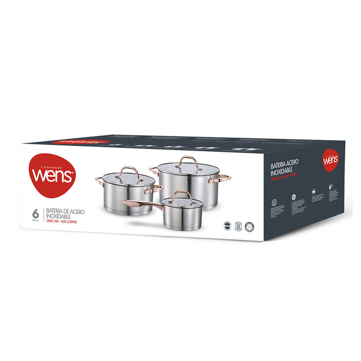 Batería de Cocina Acero Inoxidable Wens 6 Piezas