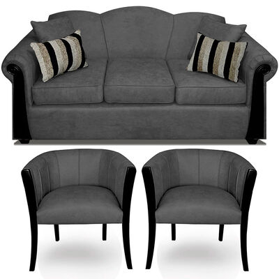 Juego de Living Elegant Michigan + Sitiales Tela 5 Cuerpos Gris