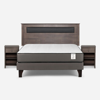 Cama Europea Rosen 2 Plazas New Style 2 Plus + Respaldo + 2 Veladores Ferrara