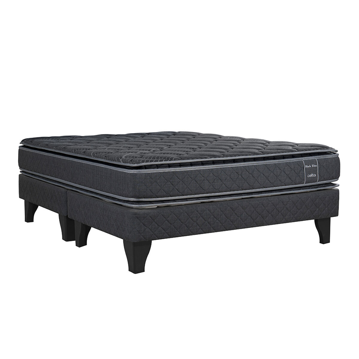 Cama Europea Celta 2 Plazas Black Elite Base Dividida