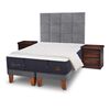 Cama Europea CIC Base Dividida S&uacute;per King Grand Premium + Respaldo + Veladores + Plum&oacute;n Ganso
