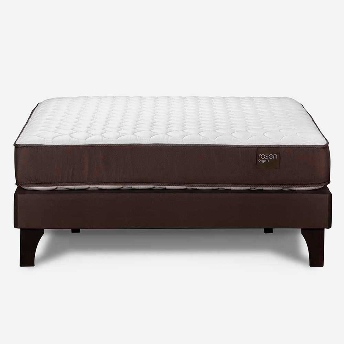 Combo Cama Europea Rosen 2 Plazas Ergo T + Respaldo + 2 Veladores Dreams Treliza Gris + Pack Almohadas Celta Imperial Soft