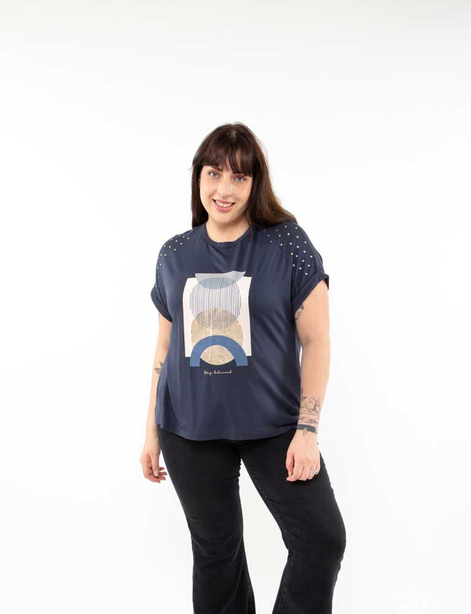 Polera Con Estampado Manga Corta Mujer Extralindas