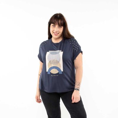 Polera Con Estampado Manga Corta Mujer Extralindas