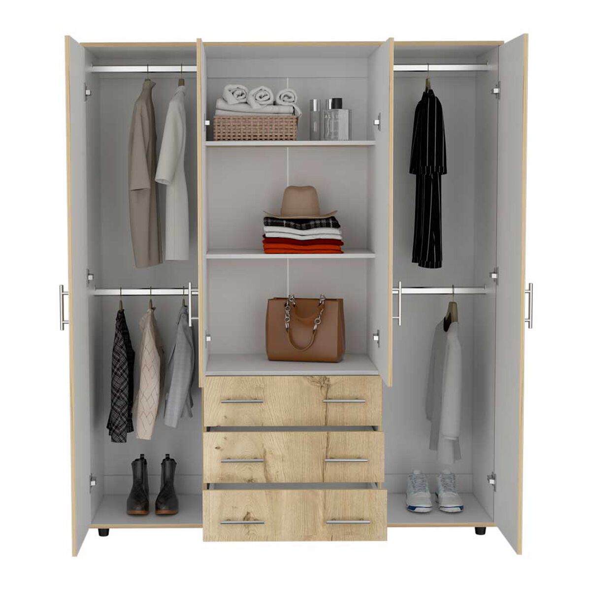Closet Tuhome Fontan 3 Cajones 4 Puertas Duna-Blanco