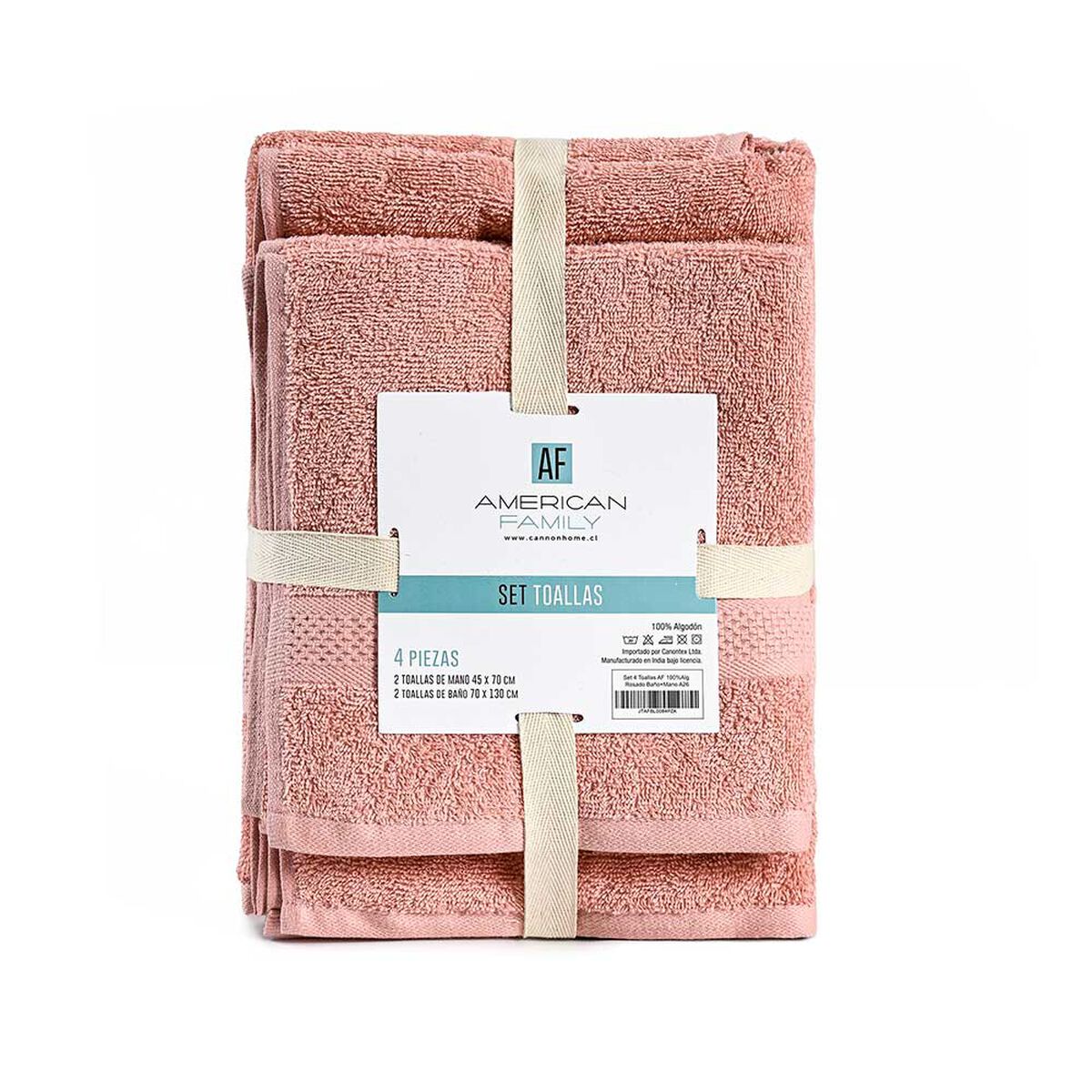 Set 4 Toallas American Family Rosado