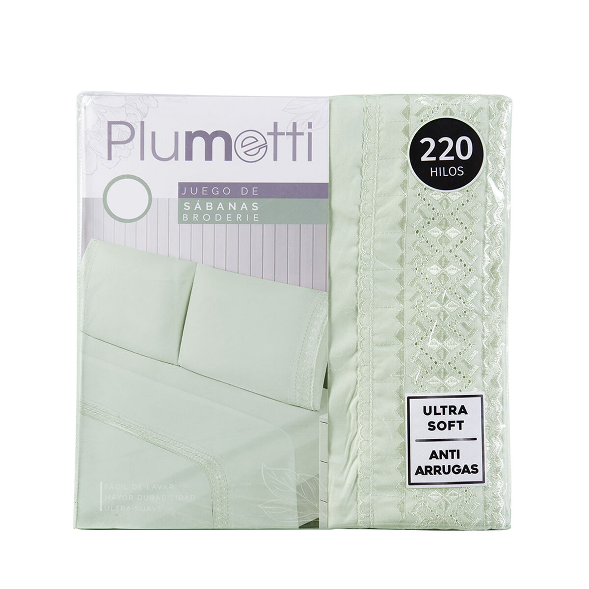 Juego de Sábanas Plumetti 1,5 Plazas Estampado Verde