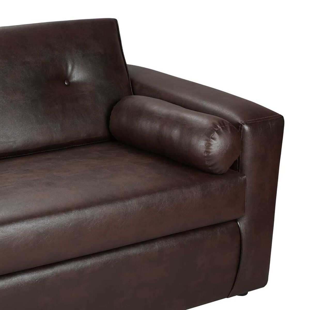 Juego de Living Bodevir Vivo PU 30 Sofá 3 Cuerpos + Dos Pouf 1 Cuerpo Chocolate 