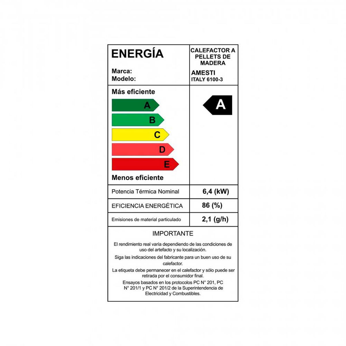 Calefactor a Pellet Amesti Italy 6100