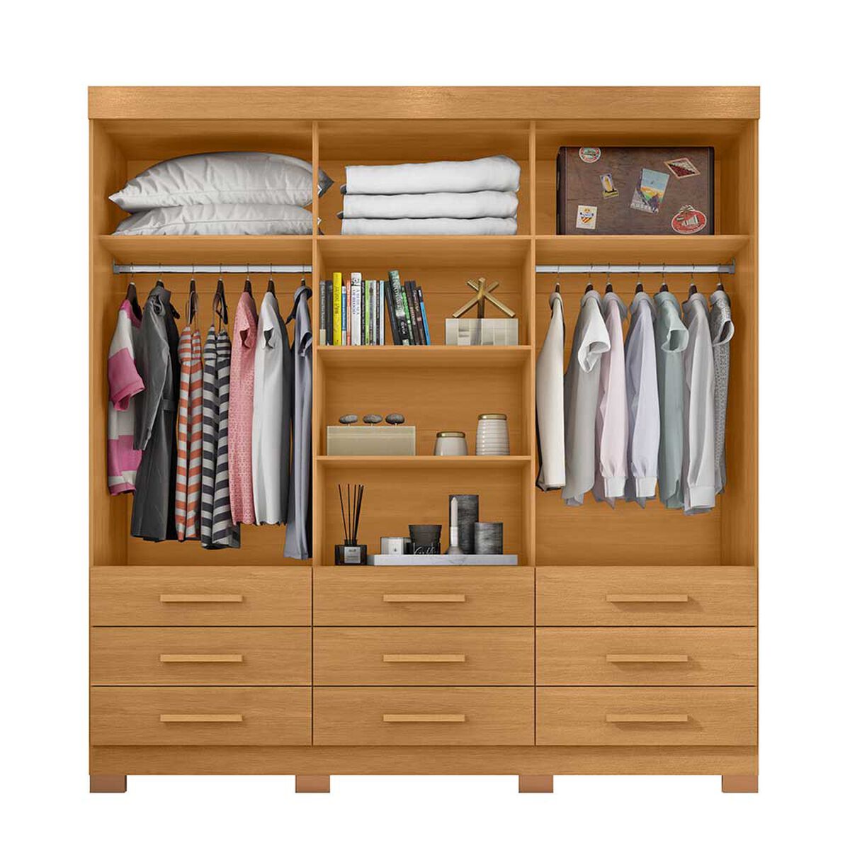 Clóset Casanova Ideale 3 Puertas 9 Cajones Canela