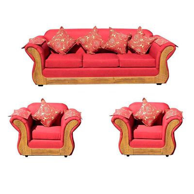 Imagen 1 del producto Juego de Living Almore Irlanda Sofá 3 Cuerpos + Dos Sillones 1 Cuerpo Rojo