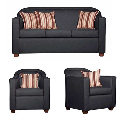 Imagen 1 del producto Juego de Living Ruzam Mobel Zafiro Sofá 3 Cuerpos + Dos Sillones 1 Cuerpo Lino Negro