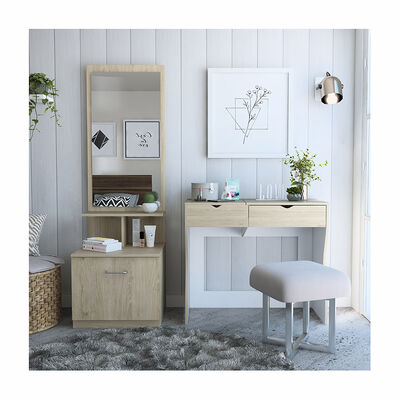 Imagen 1 del producto Mueble De Tocador + Velador Con Espejo Perla