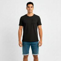 Polera Manga Corta Hombre Icono Negro