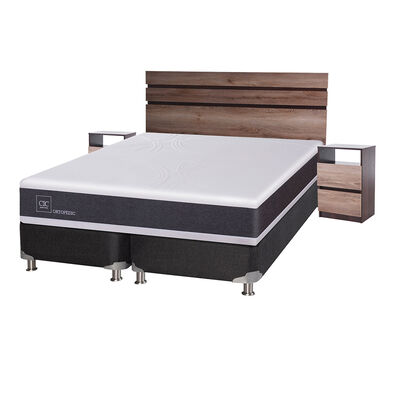 Box Spring CIC Base Dividida King Ortopedic + Respaldo + 2 Veladores