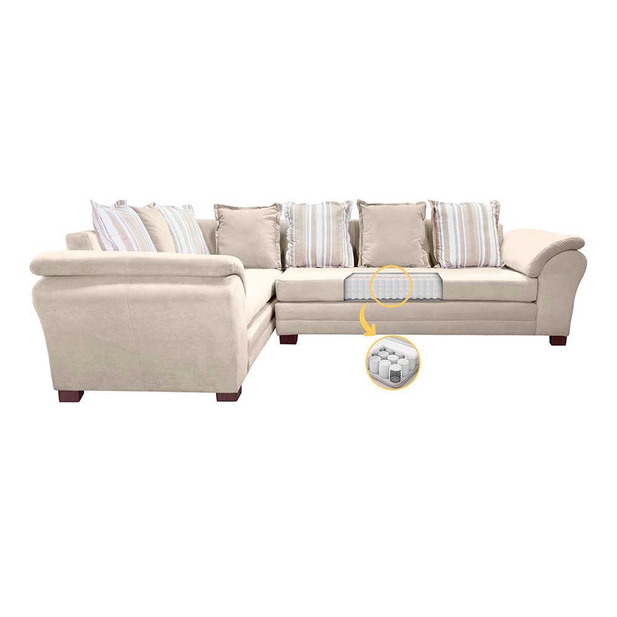 Sof&aacute; Seccional Izquierdo Living Factory Capri 5 Cuerpos Beige