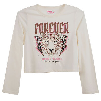 Polera Manga Larga Estampada de Algodón Niña Mila