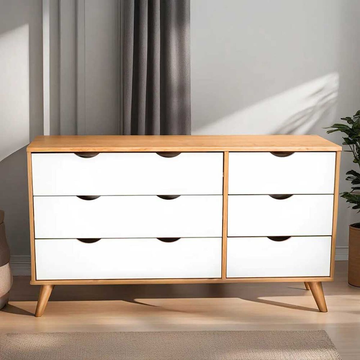 Cómoda Vekkahome Luna 6 Cajones Café