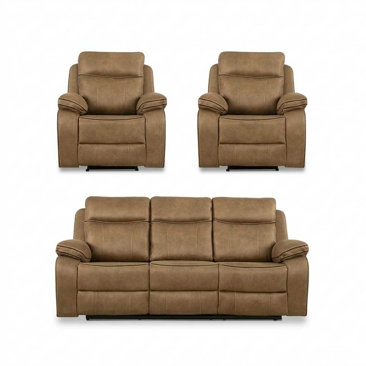 Juego de Living Reclinable CIC Sevilla 3C+1C+1C Caf&eacute; Claro