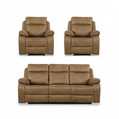 Juego de Living Reclinable CIC Sevilla 3C+1C+1C Caf&eacute; Claro