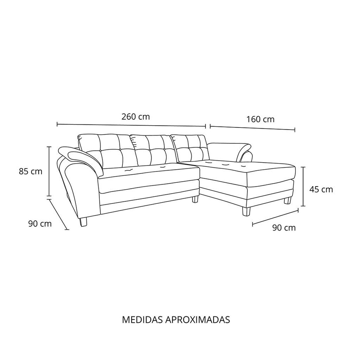 Sof&aacute; Seccional Living Factory Samy 4 Cuerpos Gris