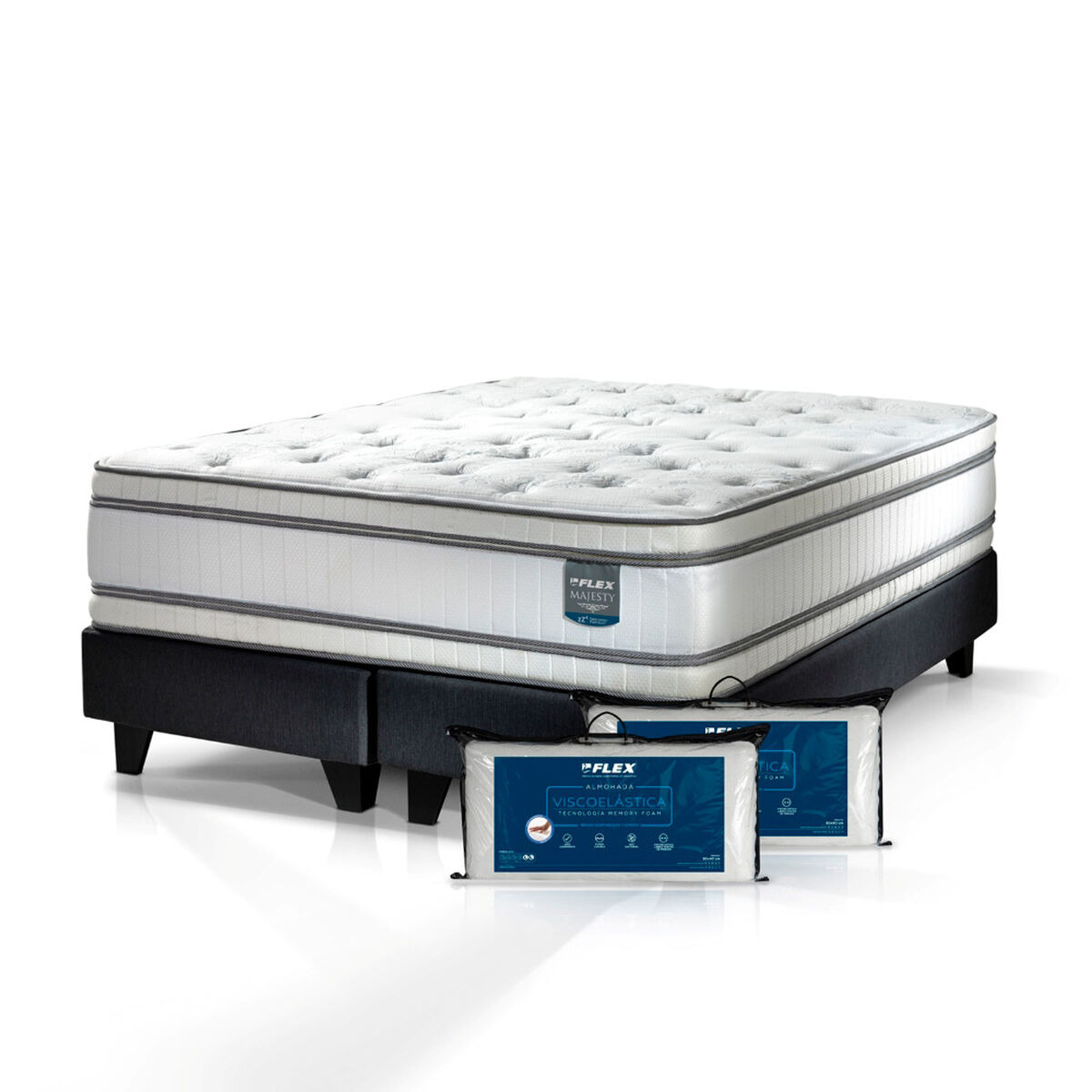 Cama Europea Flex King Majesty + 2 almohadas