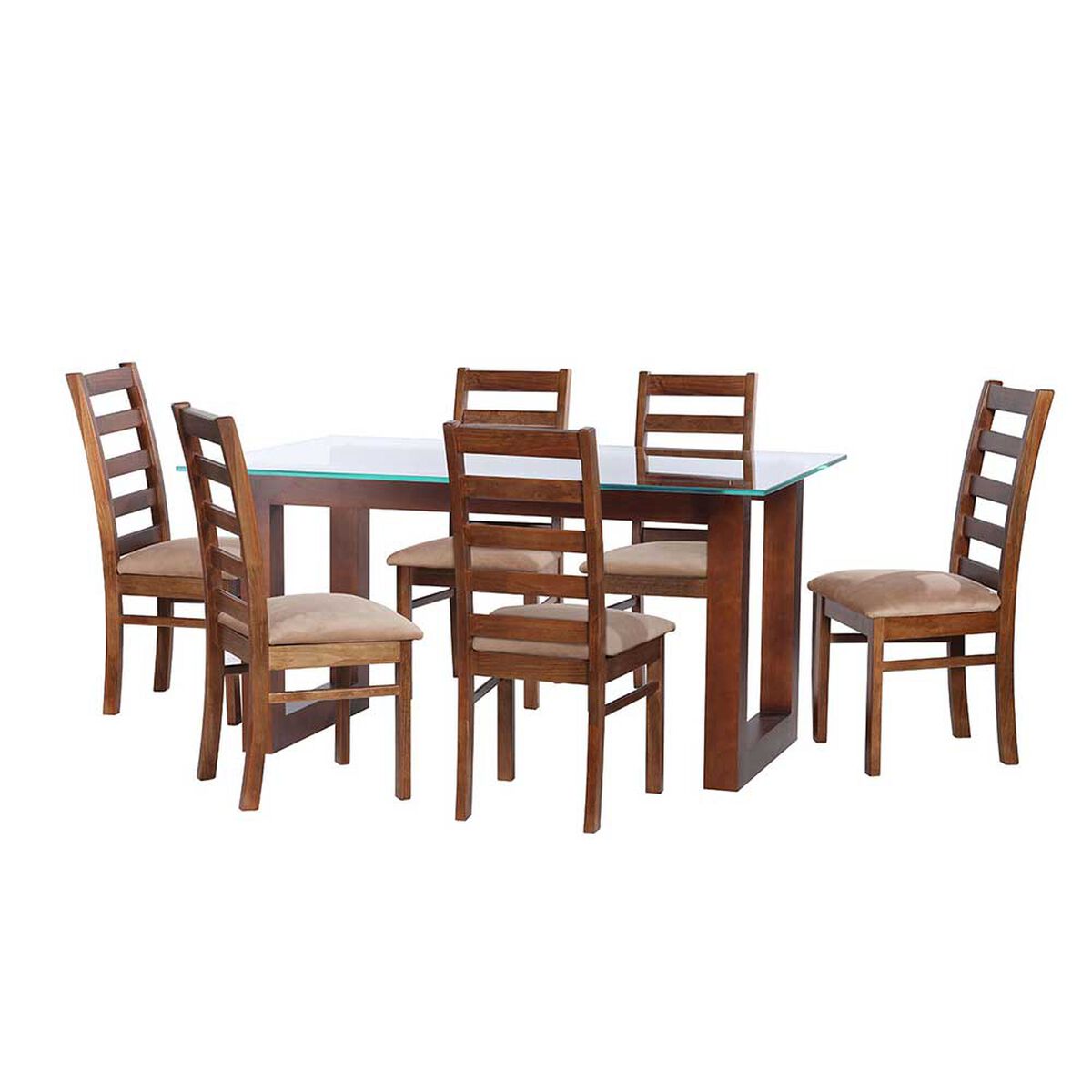 Juego de Comedor Latam Home Pamplona Segovia 6 Sillas PU Beige