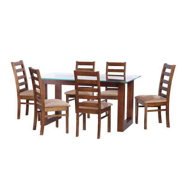 Juego de Comedor Latam Home Pamplona Segovia 6 Sillas PU Beige