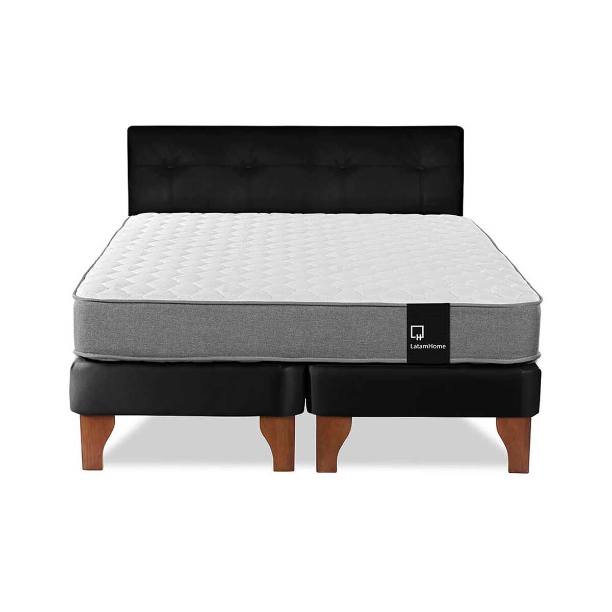 Cama Europea Latam Home Base Dividida 2 Plazas Zen Best Negro + Respaldo