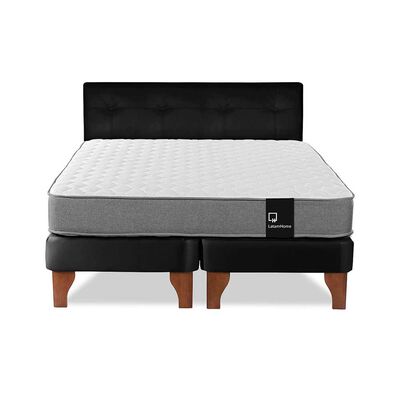 Cama Europea Latam Home Base Dividida 2 Plazas Zen Best Negro + Respaldo