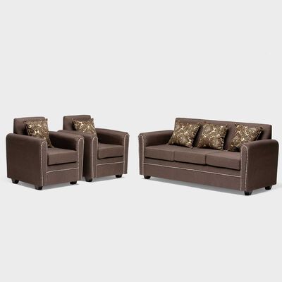 Imagen 1 del producto Juego de Living Almore Alemania Sofá 3 Cuerpos + Dos Sillones 1 Cuerpo Café