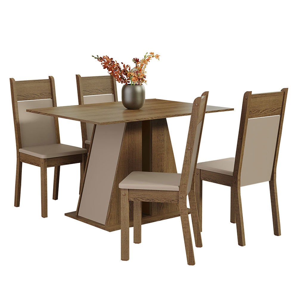 Juego de Comedor Vekkahome Angela 4 Sillas Café