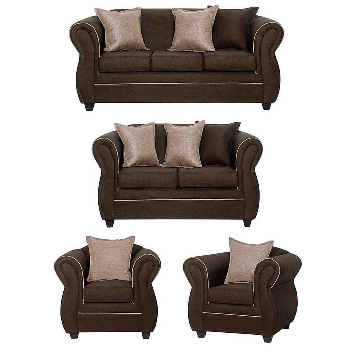 Juego de Living Black Factory Emili 7 Cuerpos Caf&eacute;