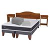 Combo Cama Europea CIC Base Dividida 2 Plazas Ortopedic + Respaldo + 2 Veladores Casanova Provenza + Set Textil Reversible