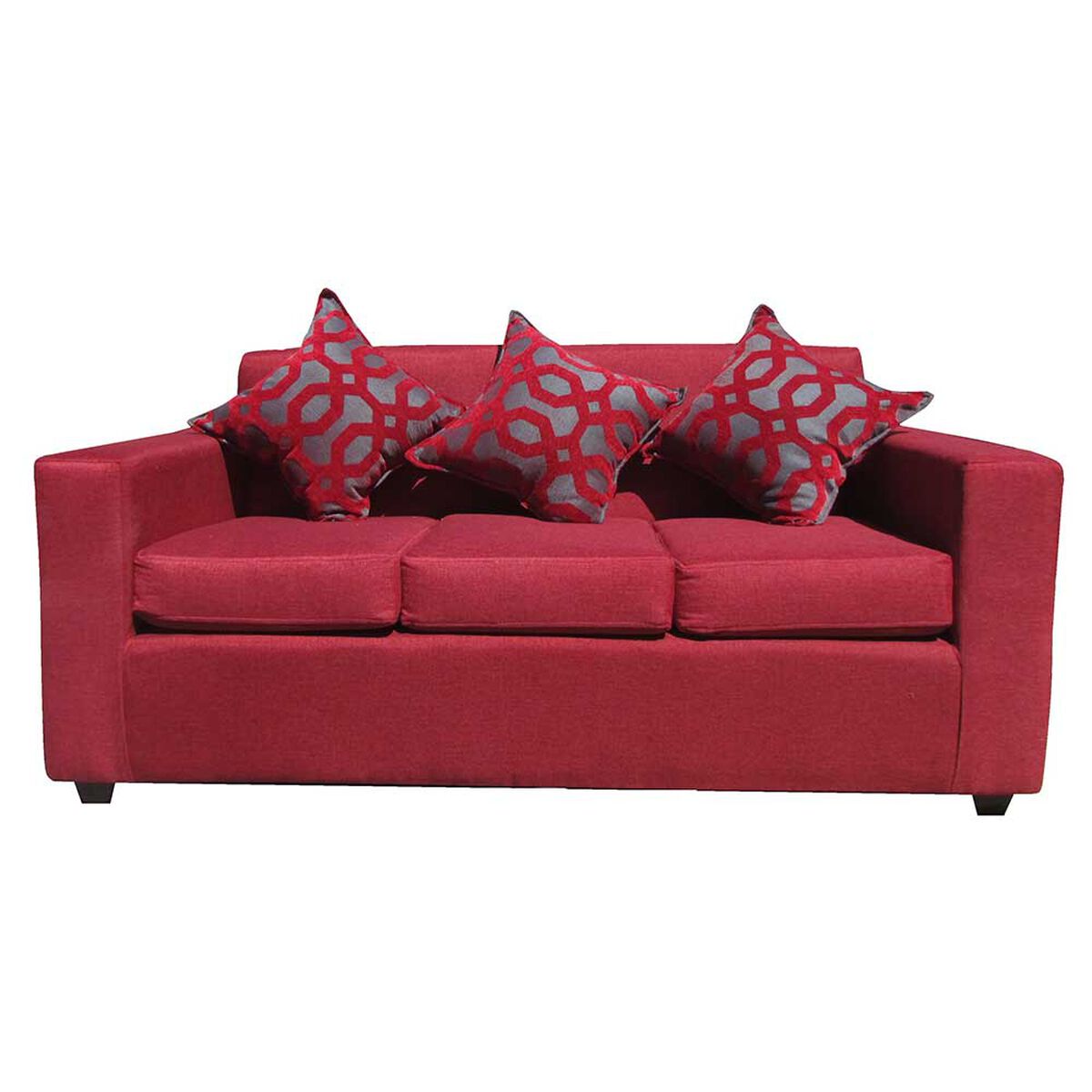 Juego de Living Almore Paris Sofá 3 Cuerpos + Dos Sillones 1 Cuerpo Rojo