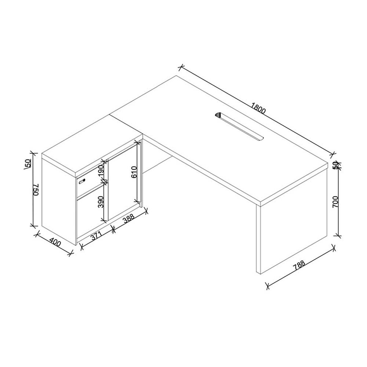 Escritorio Rodler Loop Caf&eacute; Almendra-Gris Oscuro