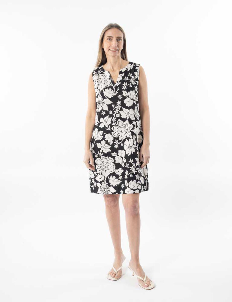 Vestido Lino Midi Sin Mangas Mujer Portman Club