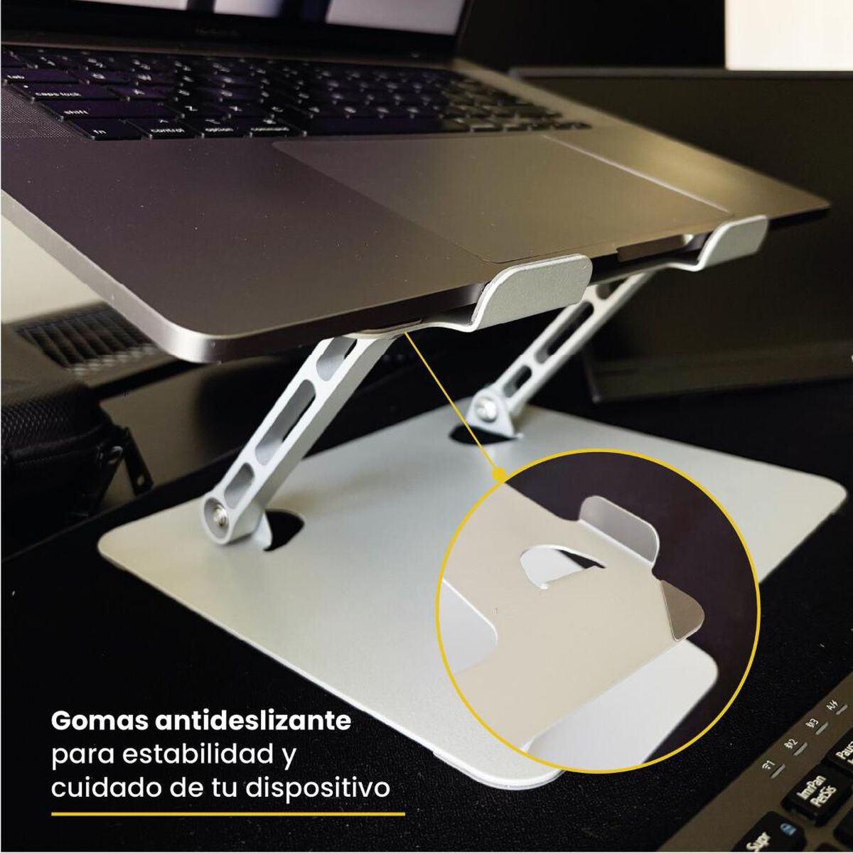 Soporter de Escritorio Levo Alzador Notebook Plegable Gris