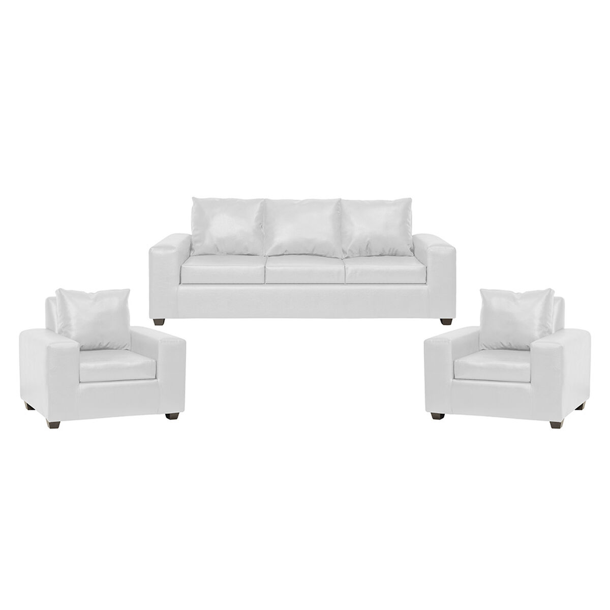 Juego de Living Innovamuebles Kahlo Sofá 3 Cuerpos + Dos Sillones 1 Cuerpo Blanco
