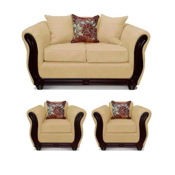 Juego de Living Elegant Detail Girona Sofá 2 Cuerpos + Dos sillones 1 Cuerpo Beige