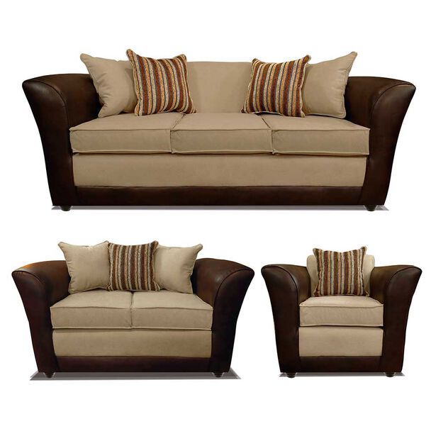 Juego de Living Elegant Detail Minesota Sofá 3 Cuerpos + Sofá 2 cuerpos + Sillón 1 Cuerpo Beige