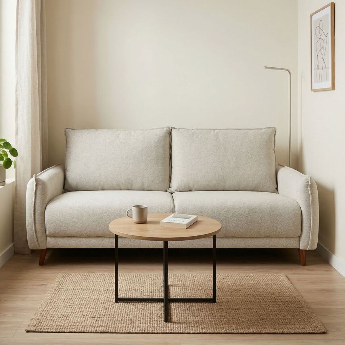 Sof&aacute; Exit Charlotte 3 Cuerpos Beige Claro