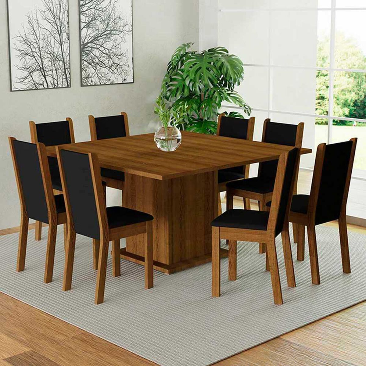 Juego de Comedor Vekkahome Clarice Greco 8 Sillas Caf&eacute;