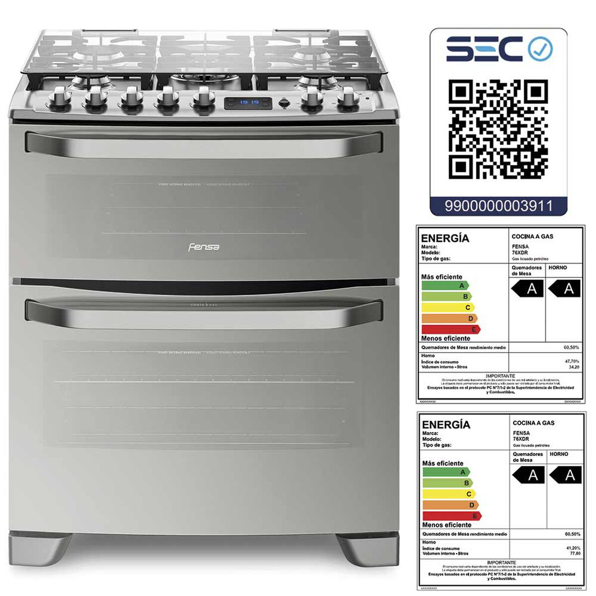 Cocina a Gas Fensa 76XDR 5 Quemadores