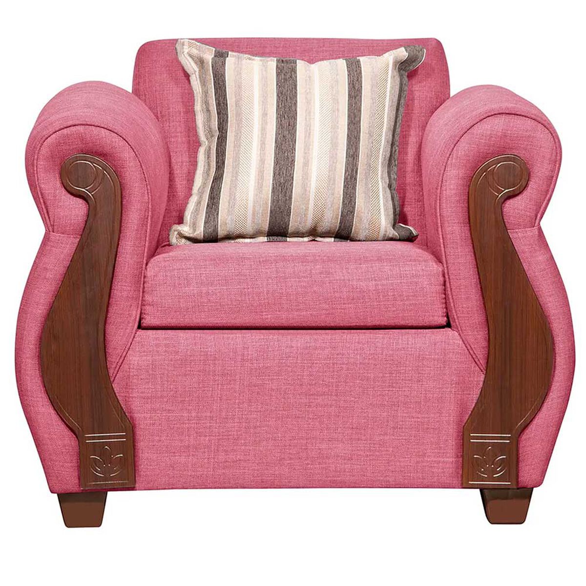 Juego de Living Ruzam Mobel Bego&ntilde;a Sof&aacute; 3 Cuerpos + Dos Sillones 1 Cuerpo Lino Palo Rosa