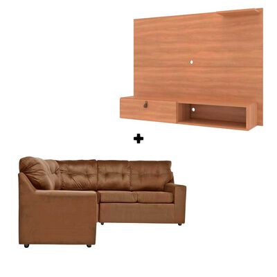 Imagen 1 del producto Panel TV Almore Italia Freijo y Café Hasta 50"" + Seccional