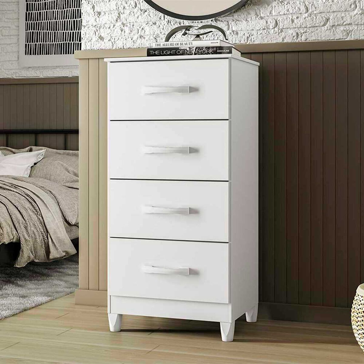 C&oacute;moda Vekkahome Mobi 4 Cajones Blanco