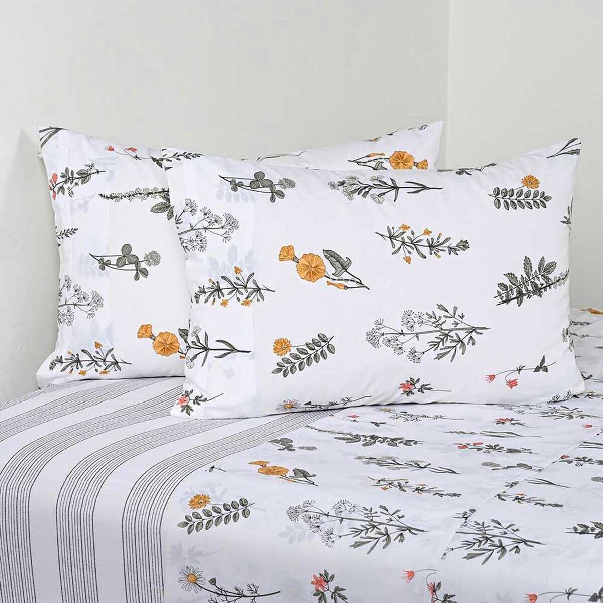 Juego de S&aacute;banas Estampado Elements & Co 200 Hilos King Grassland