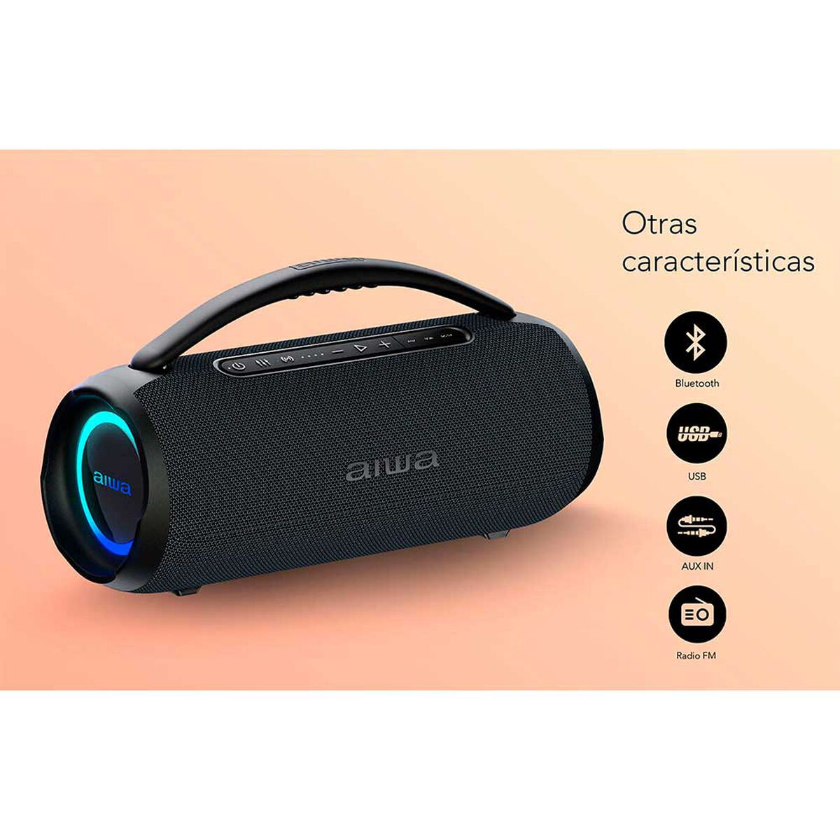Parlante Port&aacute;til Aiwa AW-Q680 30W Bluetooth Negro