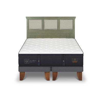 Imagen 1 del producto Cama Europea CIC Base Dividida 2 Plazas Grand Premium + Respaldo Torino Olivo